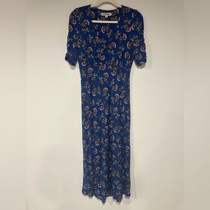 Boden Rebecca Tea Jersey Dress Size 10 Blue Sail Botanical